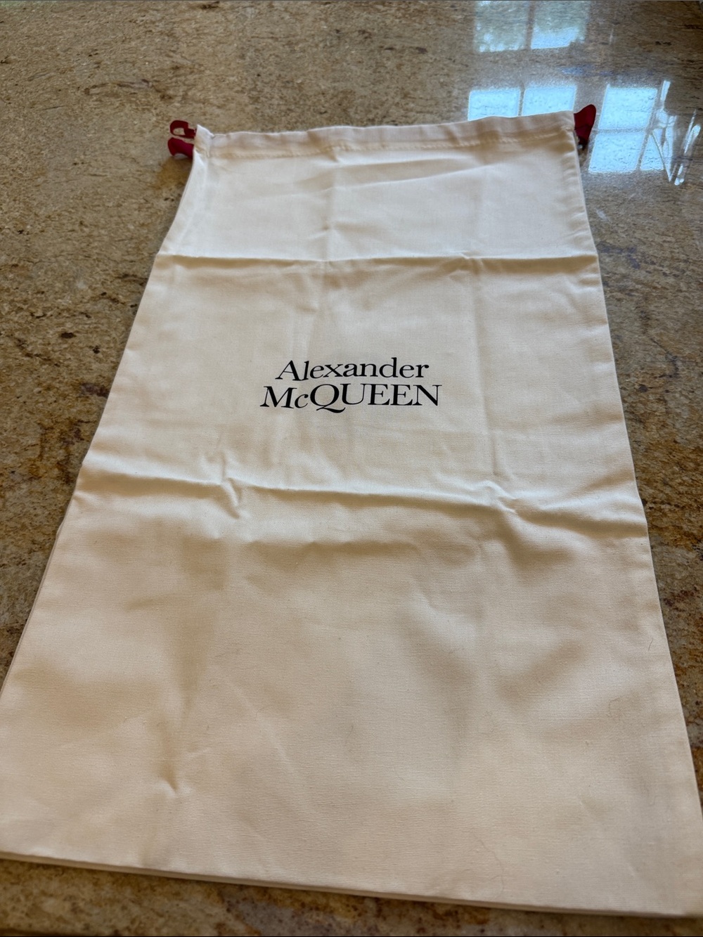 ALEXANDER MCQUEEN OFF WHITE DRAWSTRING DUST BAG, NO SHOES